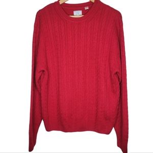 Lord & Taylor Wool Blend Red Cable Knit Sweater, Size L